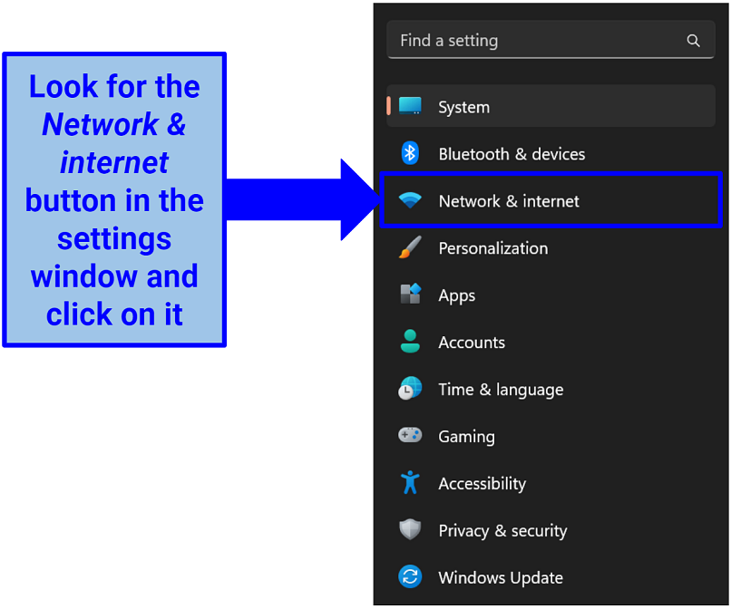  Screenshot of Windows Network settings