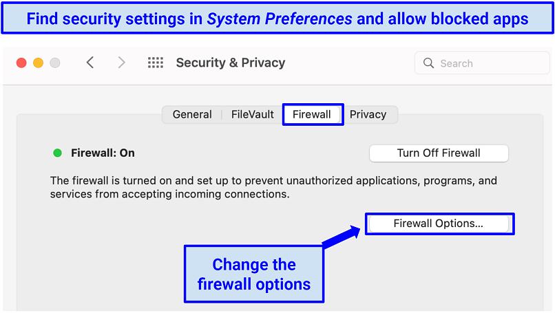 A screenshot of macOS security and privacy user interface