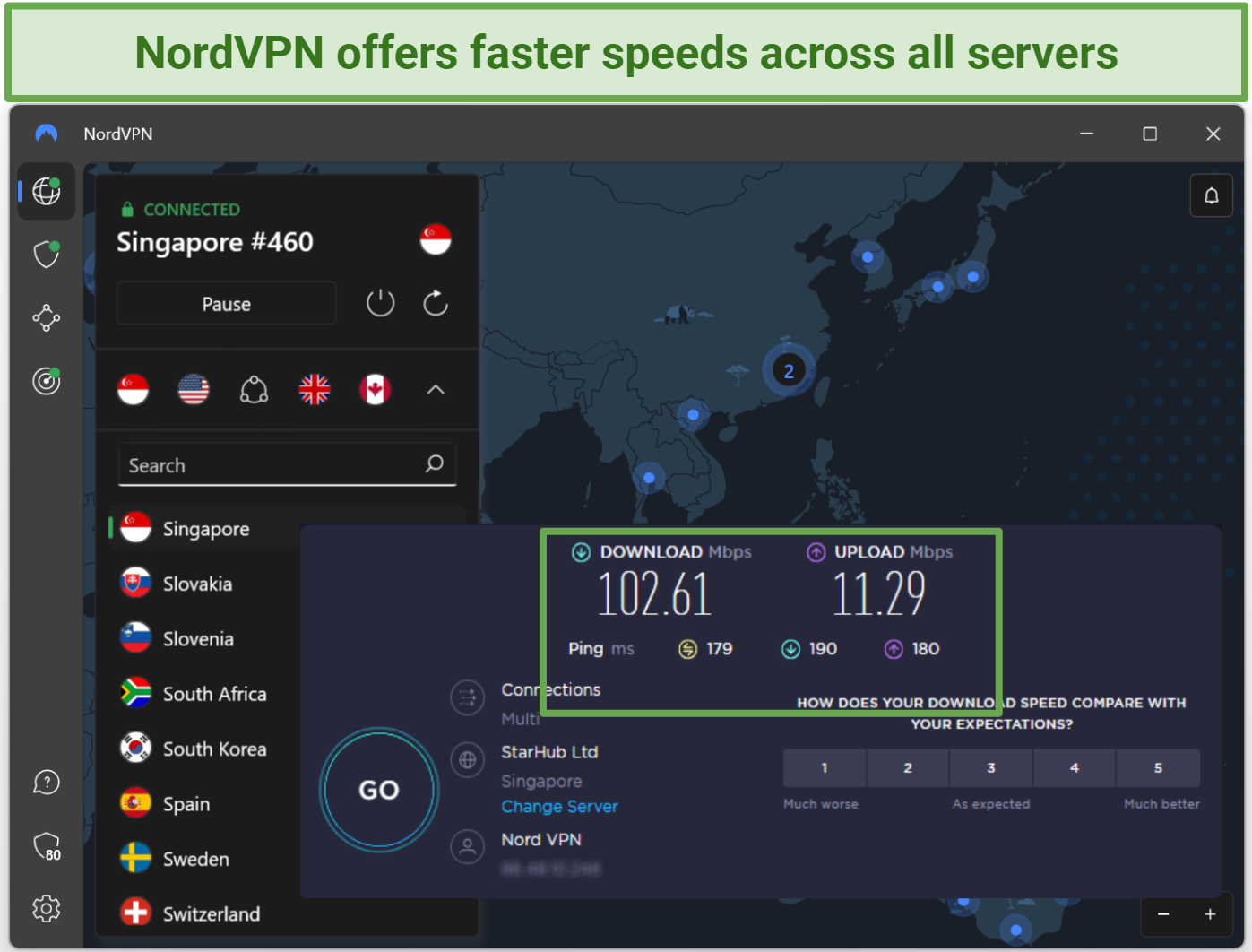 Captura de pantalla de NordVPN