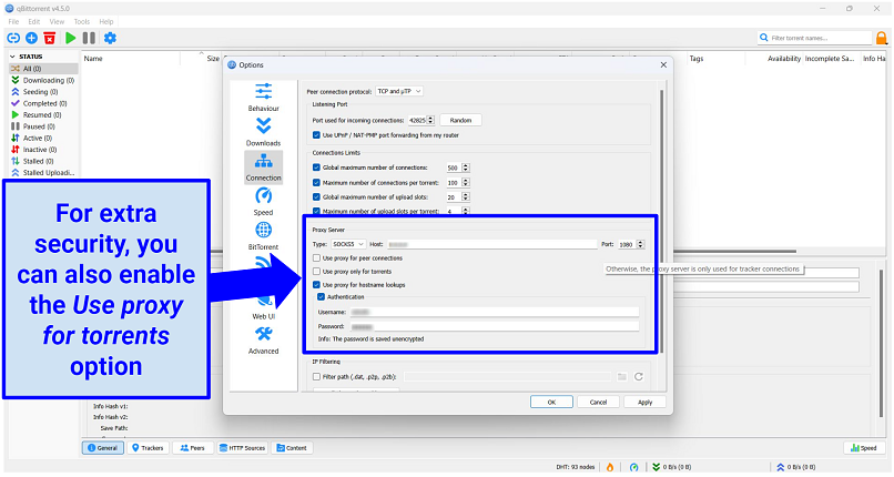 Nordvpn-P2P-Torrenting-Qbittorrent-Proxy-Settings için Allows