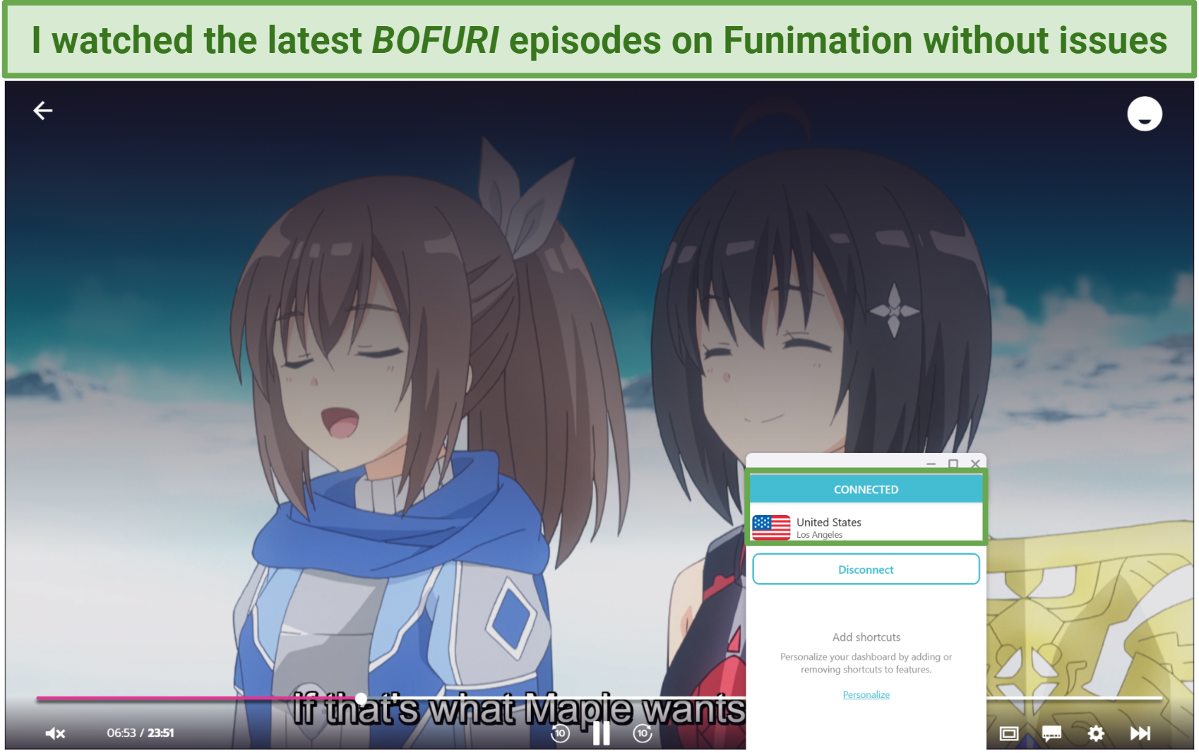 Screenshot of anime on Funimation