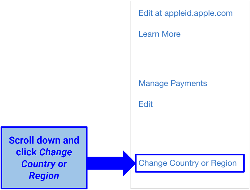 Screenshot of Mac's Change Country interface