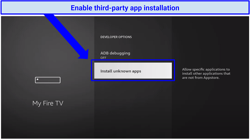  Screenshot of Fire Stick developer options