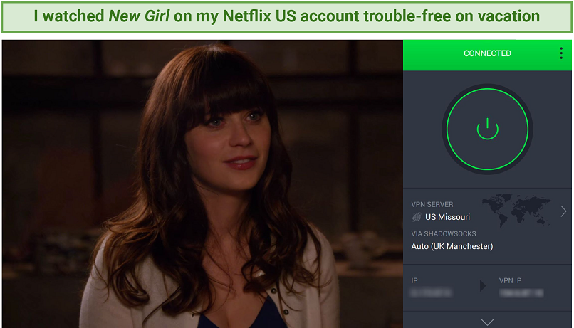 Screenshot of PIA unblocking Netflix US