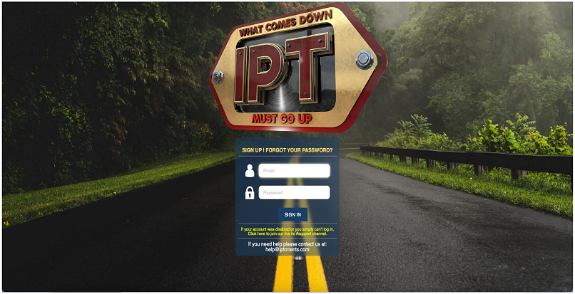 Captura de pantalla que muestra la página de registro de IPT. Necesitas una invitación para comenzar