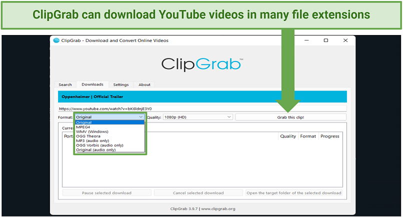 Picture of ClipGrab to download YouTube videos free