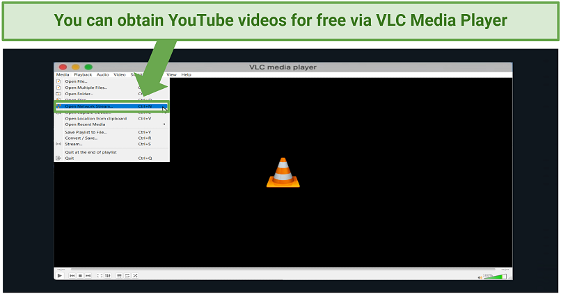 Screenshot of VLC Media Player for downloading videos