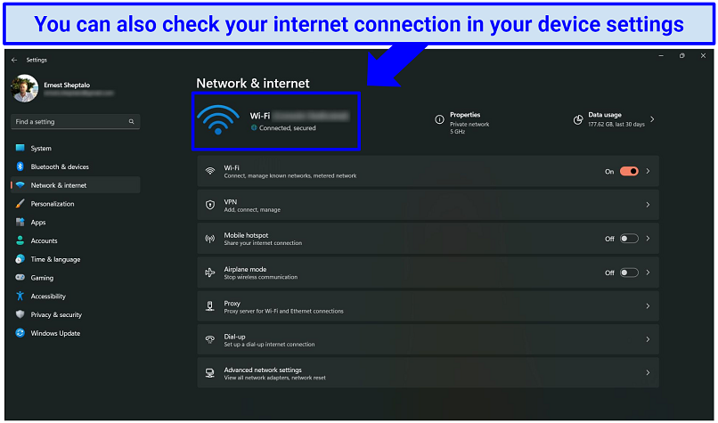 Screenshot of Windows 11 network settings screen.