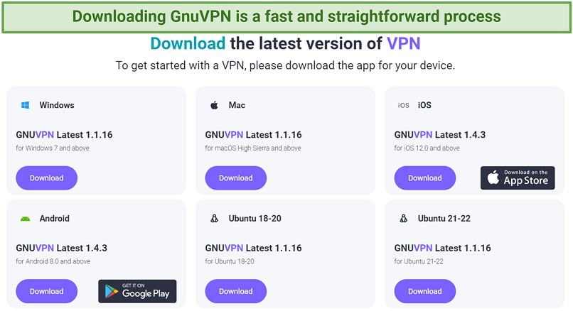 A screenshot showing it's easy to download GnuVPN