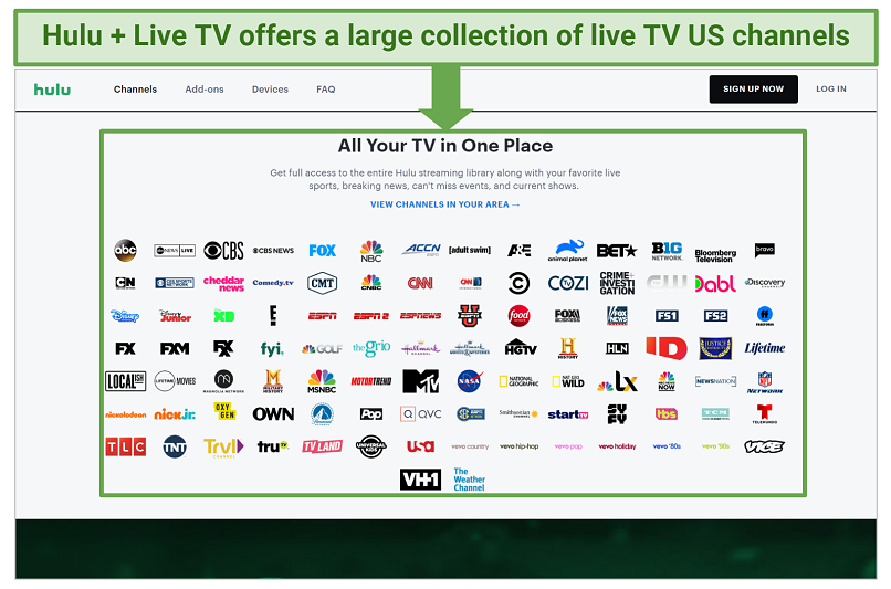 Screenshot of Hulu + Live TV