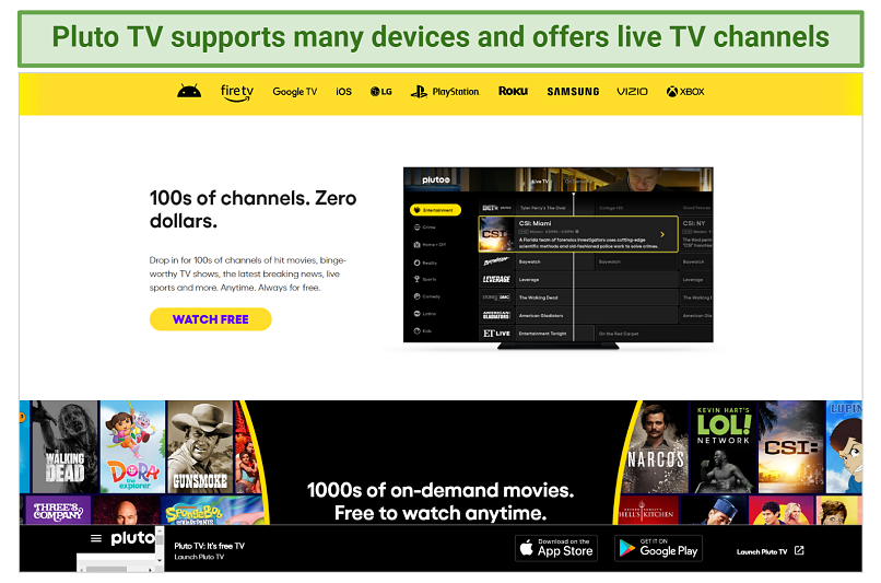 Screenshot of Pluto TV