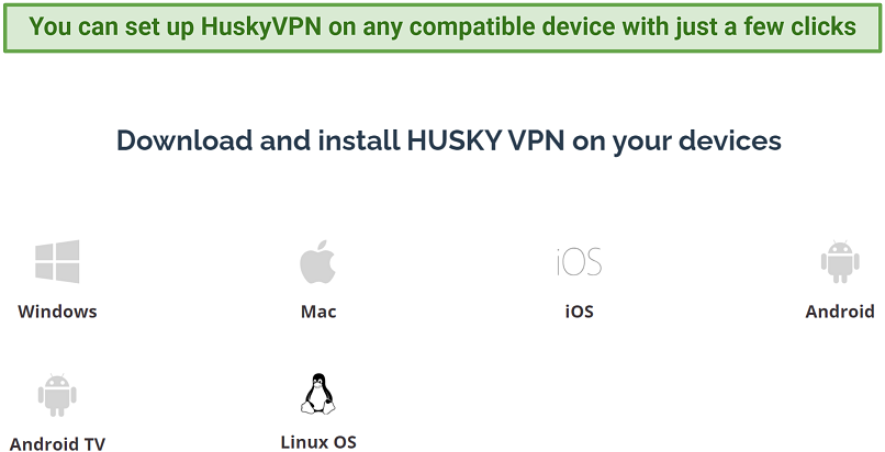 A screenshot showing it's easy to download HuskyVPN