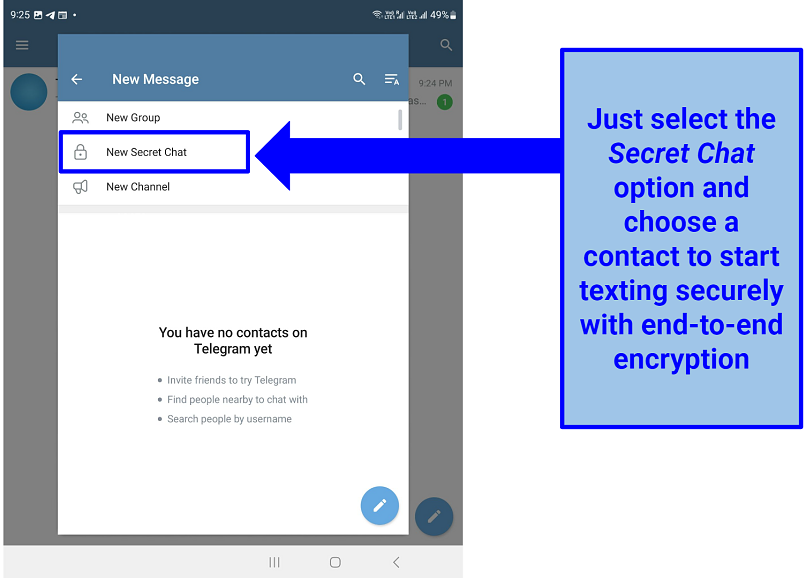 Screenshot of Telegram's Secret Chat interface