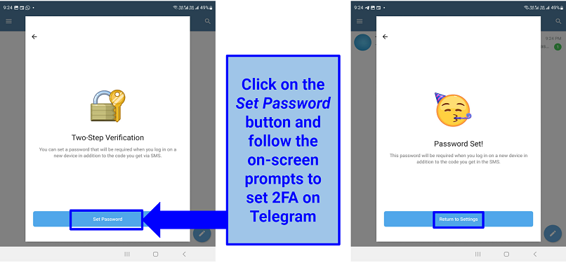 Screenshot of Telegram's 2FA settings