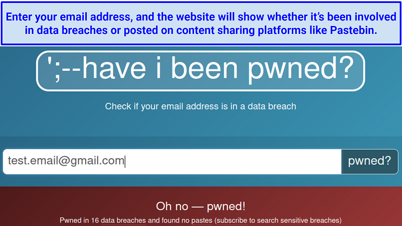 Graphic showing a screenshot of the landing page of haveibeenpwned.com