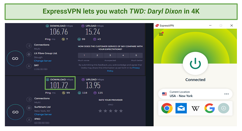 Pictures of ExpressVPN speed test