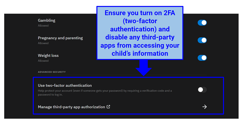 Screenshot of Reddit's 2FA settings