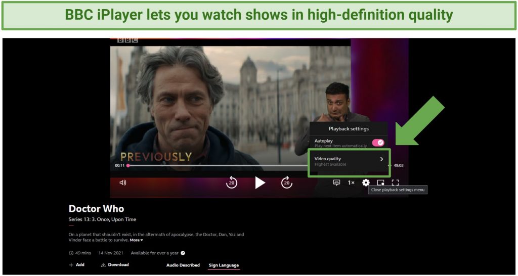 Screenshot of BBC iPlayer user-interface
