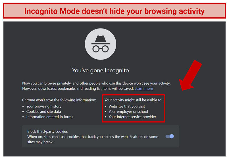 A screenshot of the Google Chrome's Incognito mode.