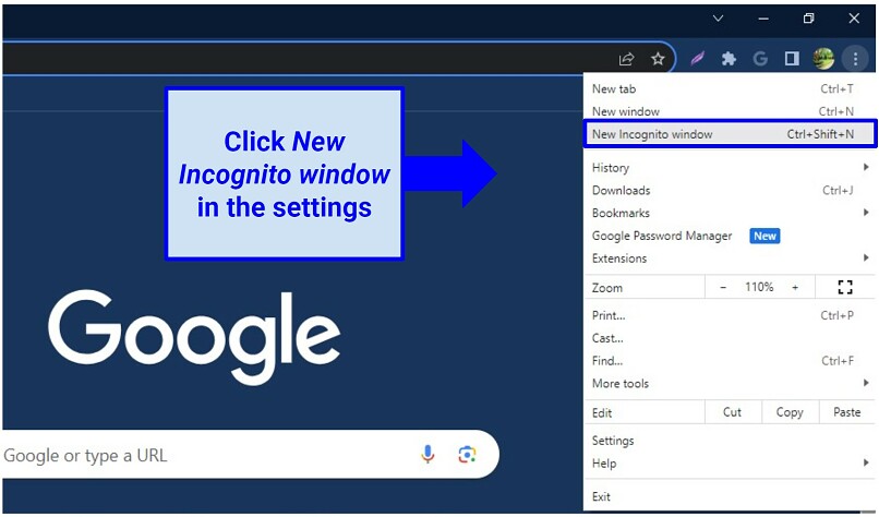 A screenshot of Google Chrome settings and options
