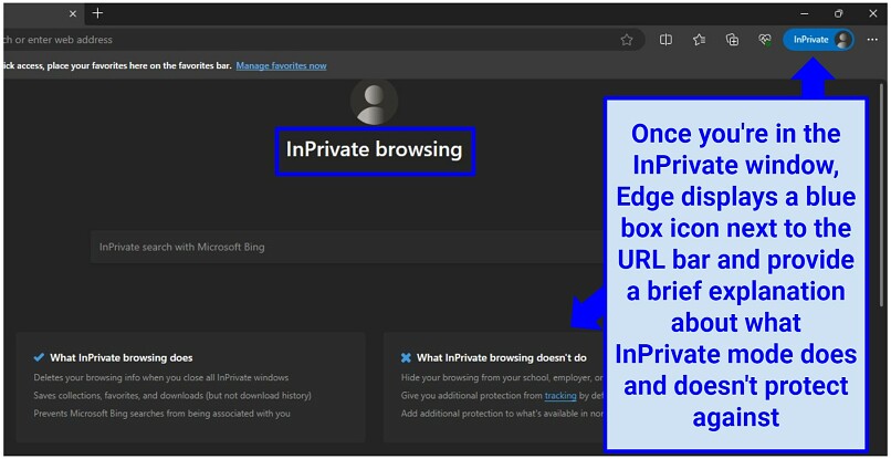 A screenshot of Microsoft Edge InPrivate Browsing window