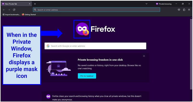 A screenshot of Firefox Private Browsing window