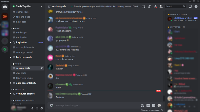 A screenshot of the Study Together server on Discord