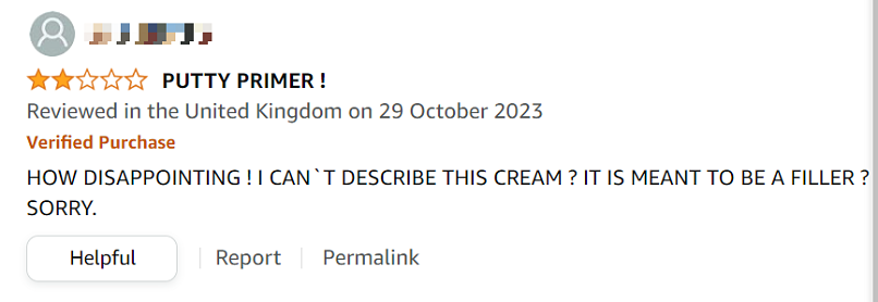 screenshot of fake reviews