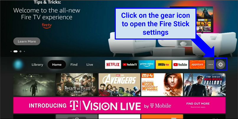 Screenshot of Amazon Fire TV Stick home screen