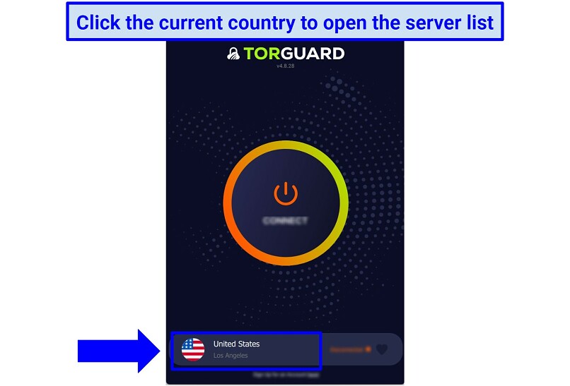 Screenshot of TorGuard's Windows UI that details how to access the server list