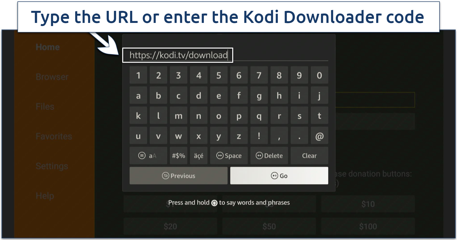 A screenshot showing you can use the Downloader app to install Kodi on Firestick