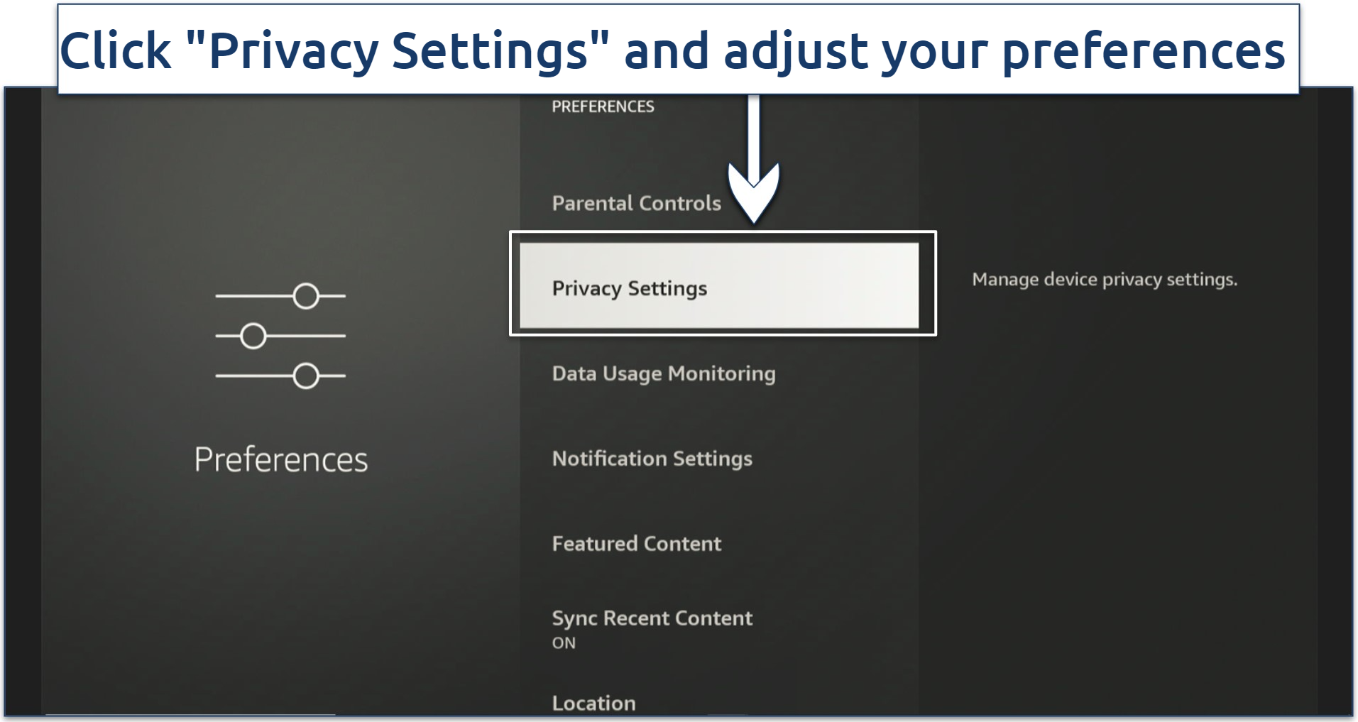 A screenshot showing Privacy Settings button