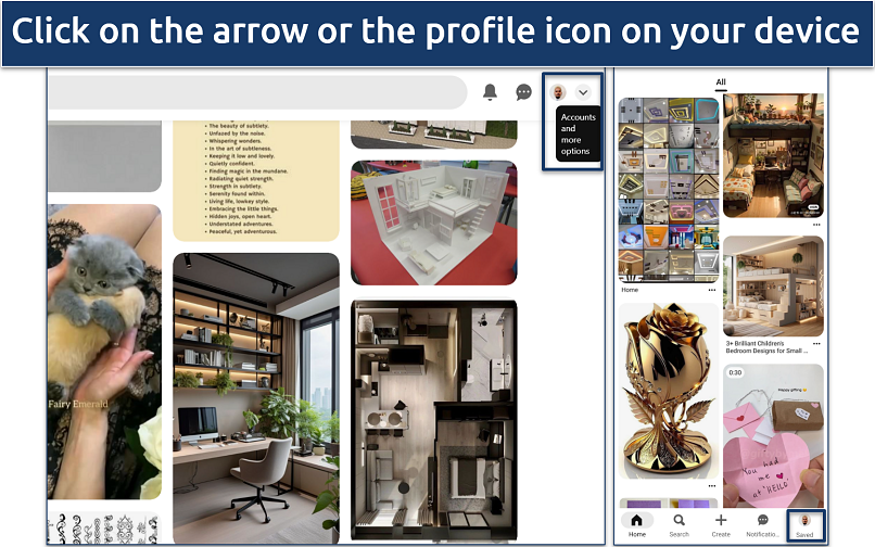 A screenshot of Pinterest’s homepage