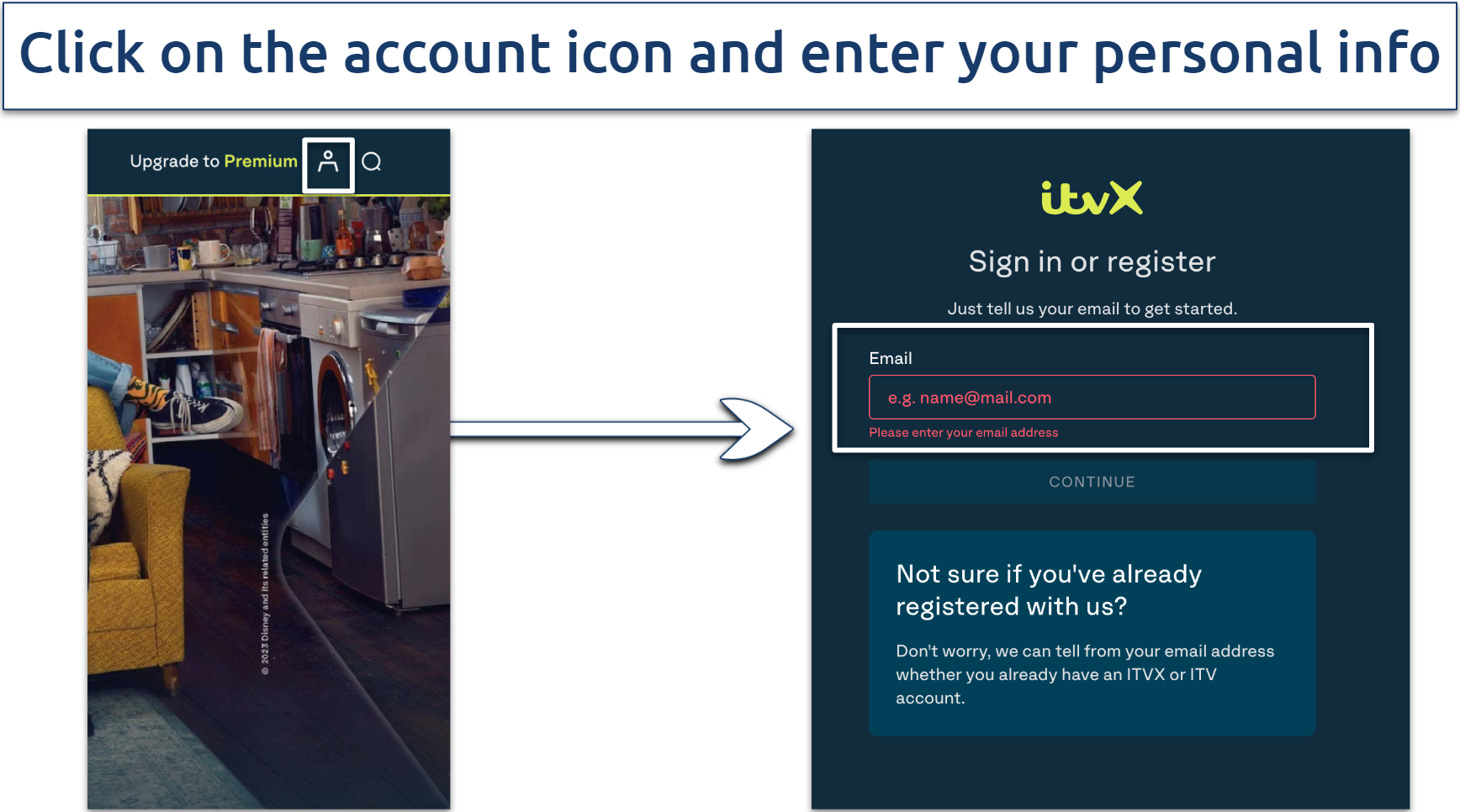 Screenshot of the ITVX sign up process