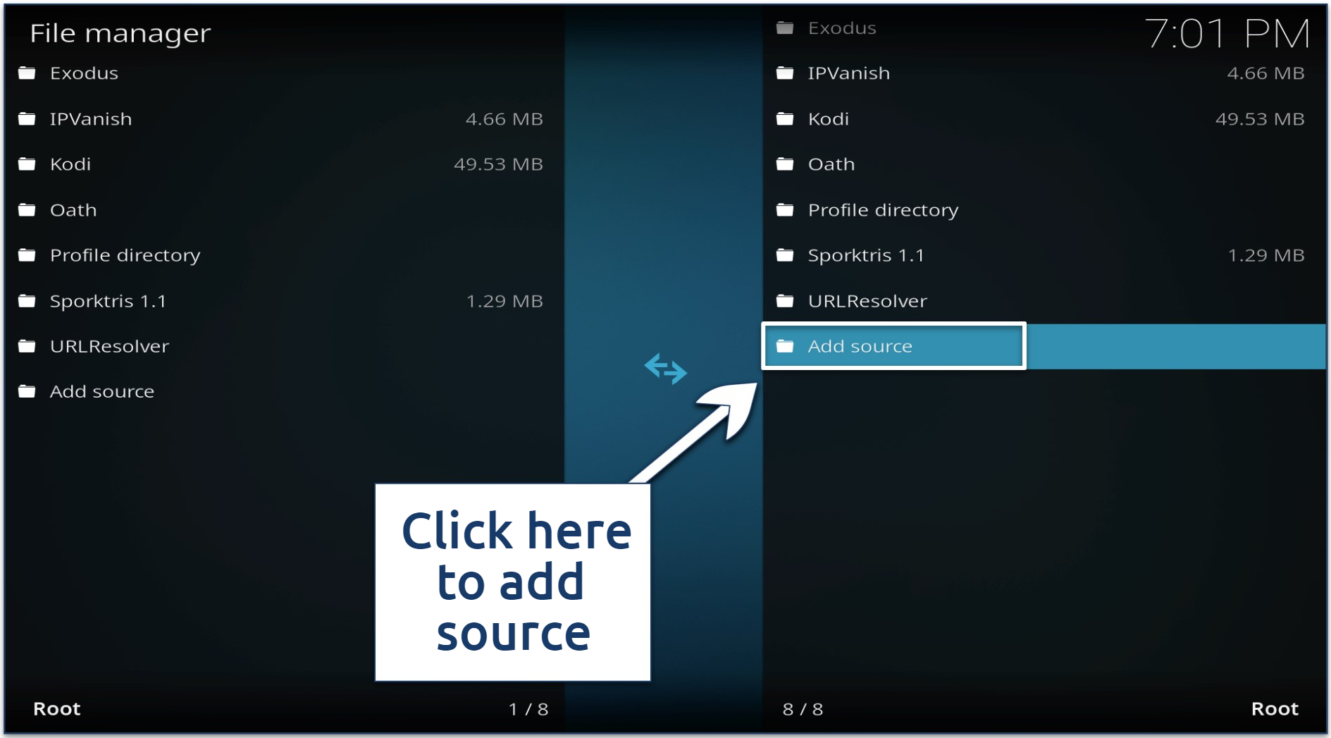 image showing how to add source in file mananger