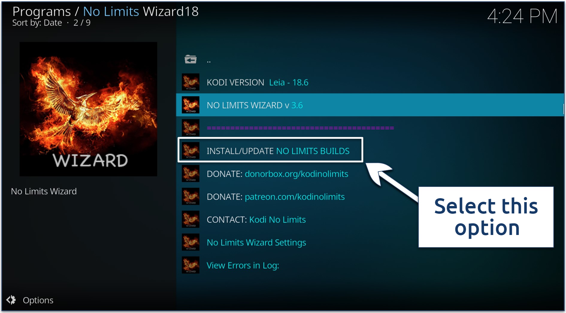 Graphic showing where to start installing the No Limits Magic Build