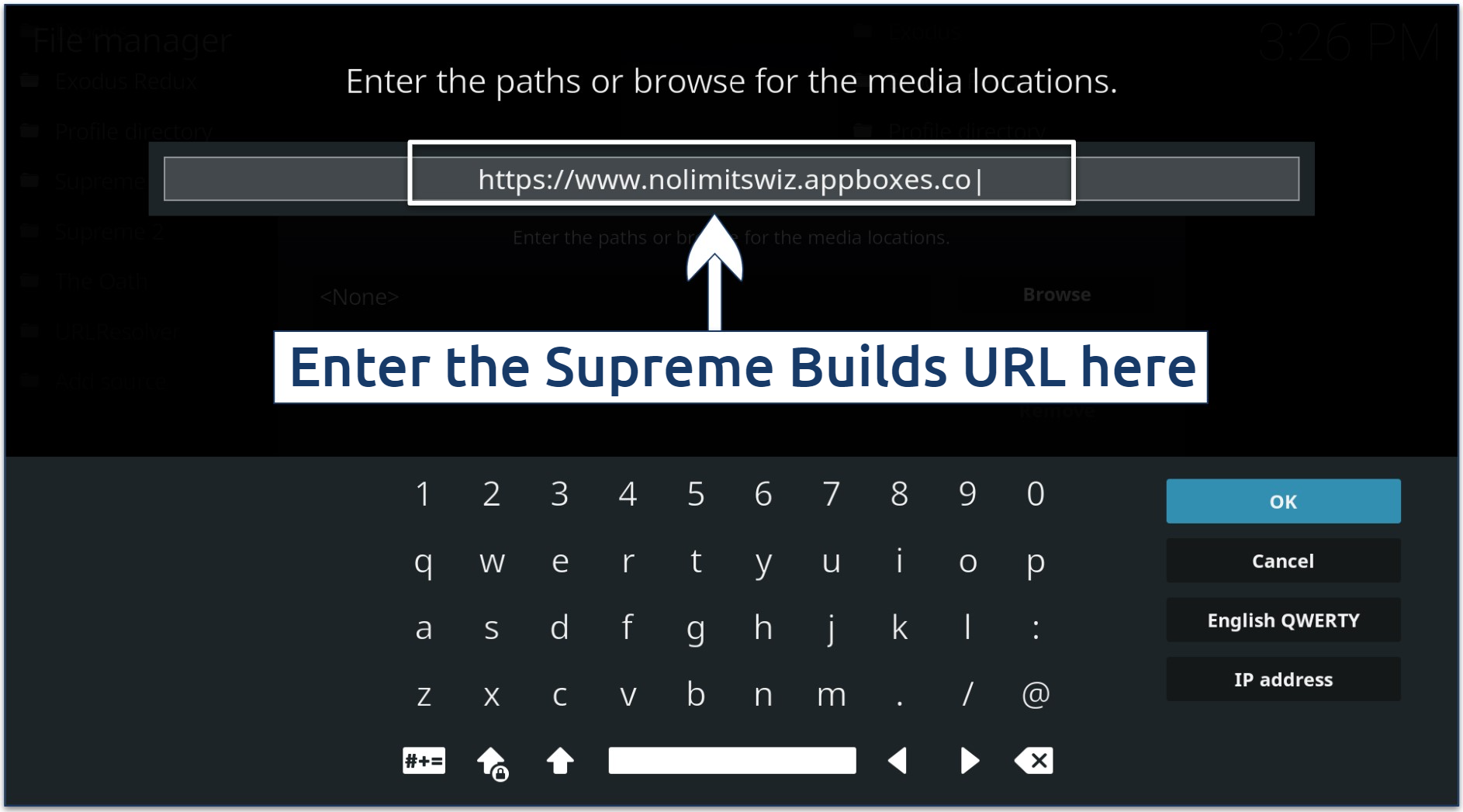 Graphic showing file source entry for Supreme Builds