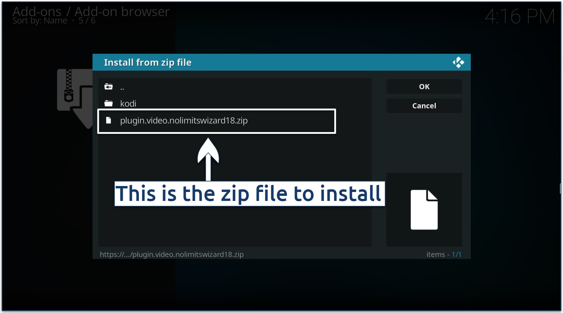 Graphic showing how to install the No Limits zip file