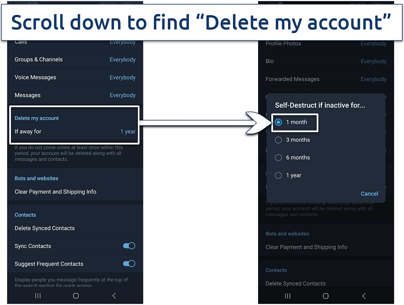 Instructions on how to find the Telegram