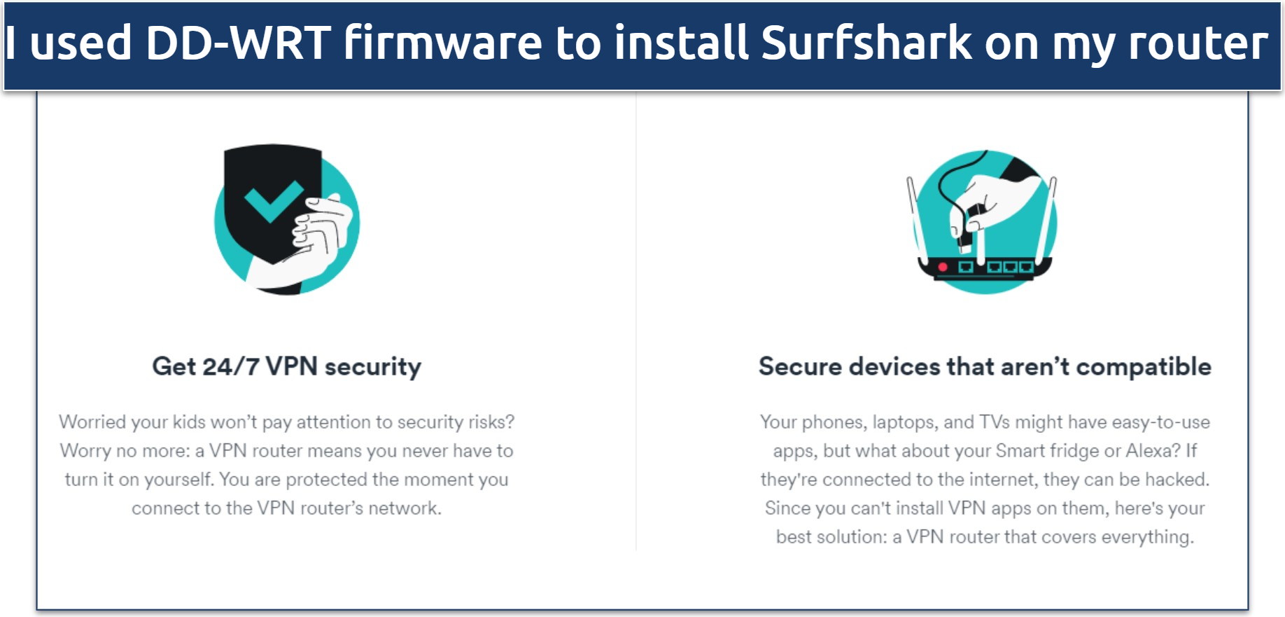 Screenshot about Surfshark's strong VPN security on routers