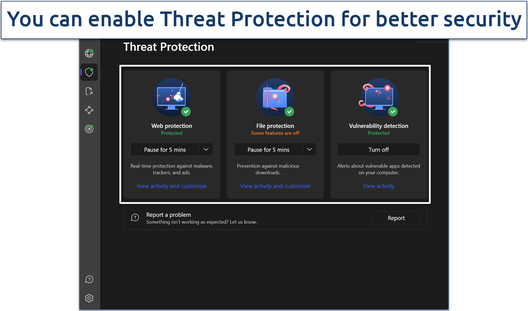Screenshot of NordVPN's Threat Protection settings