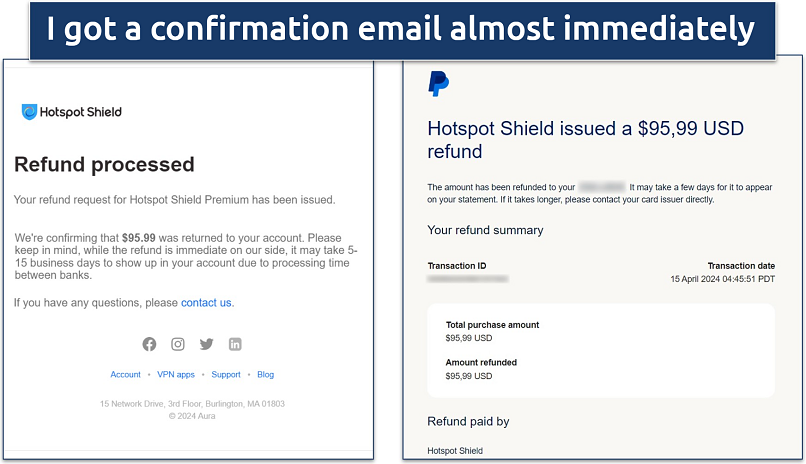 Screenshots of both a
