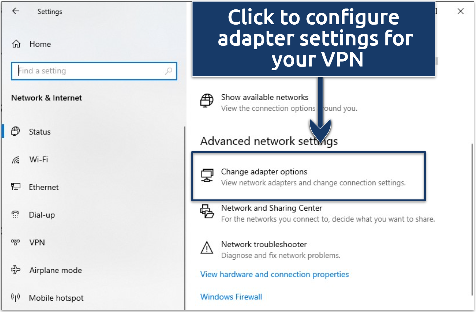A screenshot of advanced network settings on Windows 10