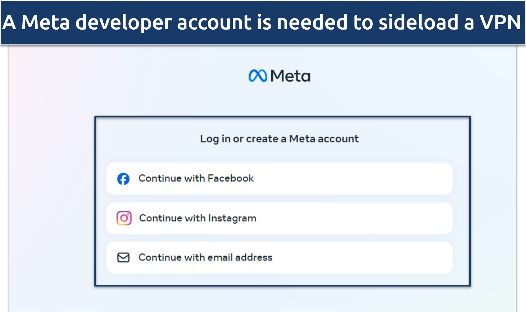 A screenshot of the Meta developer account sign up page