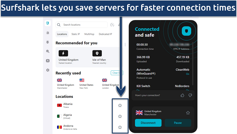 Screenshot of Surfshark’s easy-to-use Windows app