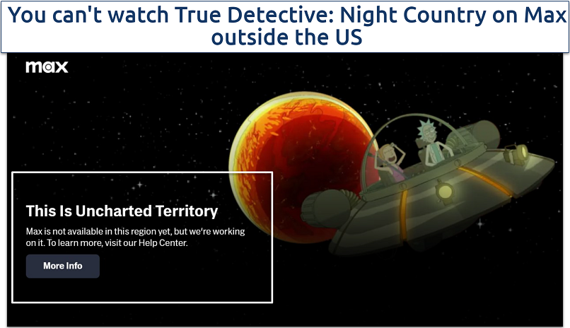 A screenshot showing blocked access to Max