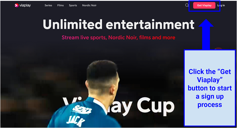 Screenshot of the Viaplay home page