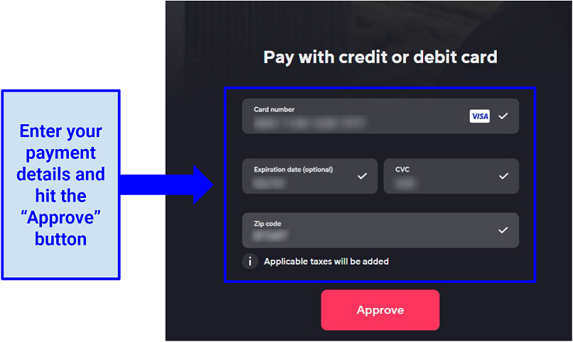 Screenshot of Viaplay payment page