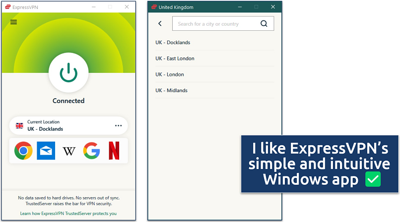 ExpressVPN connected to UK - Docklands on Windows to stream Doctor Who on BBC iPlayer