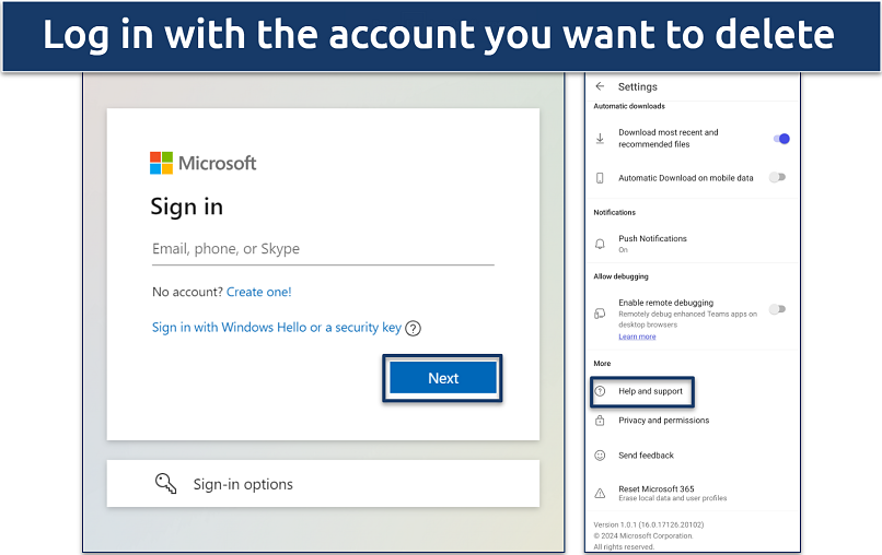 Screenshot of Microsoft login page
